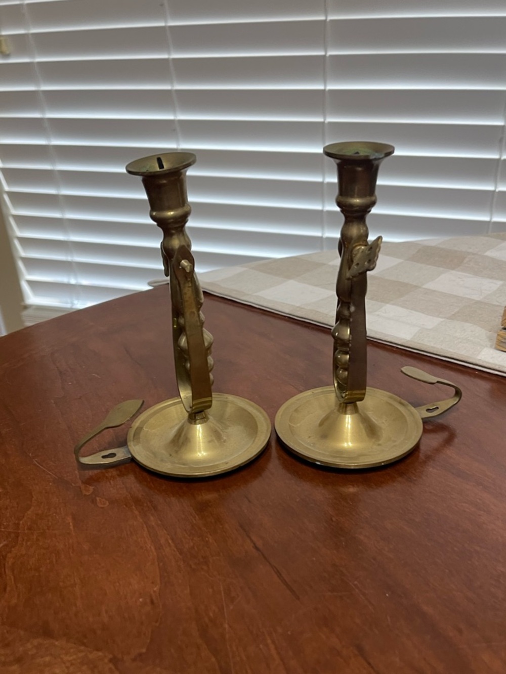2 antique brass boat ship finger candle lamps anti tip wall hanger candlestick